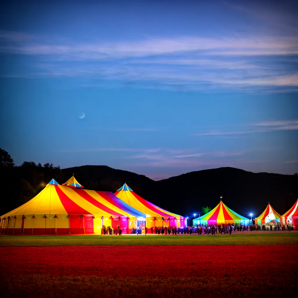 circo tenda colorida acrobatas magia