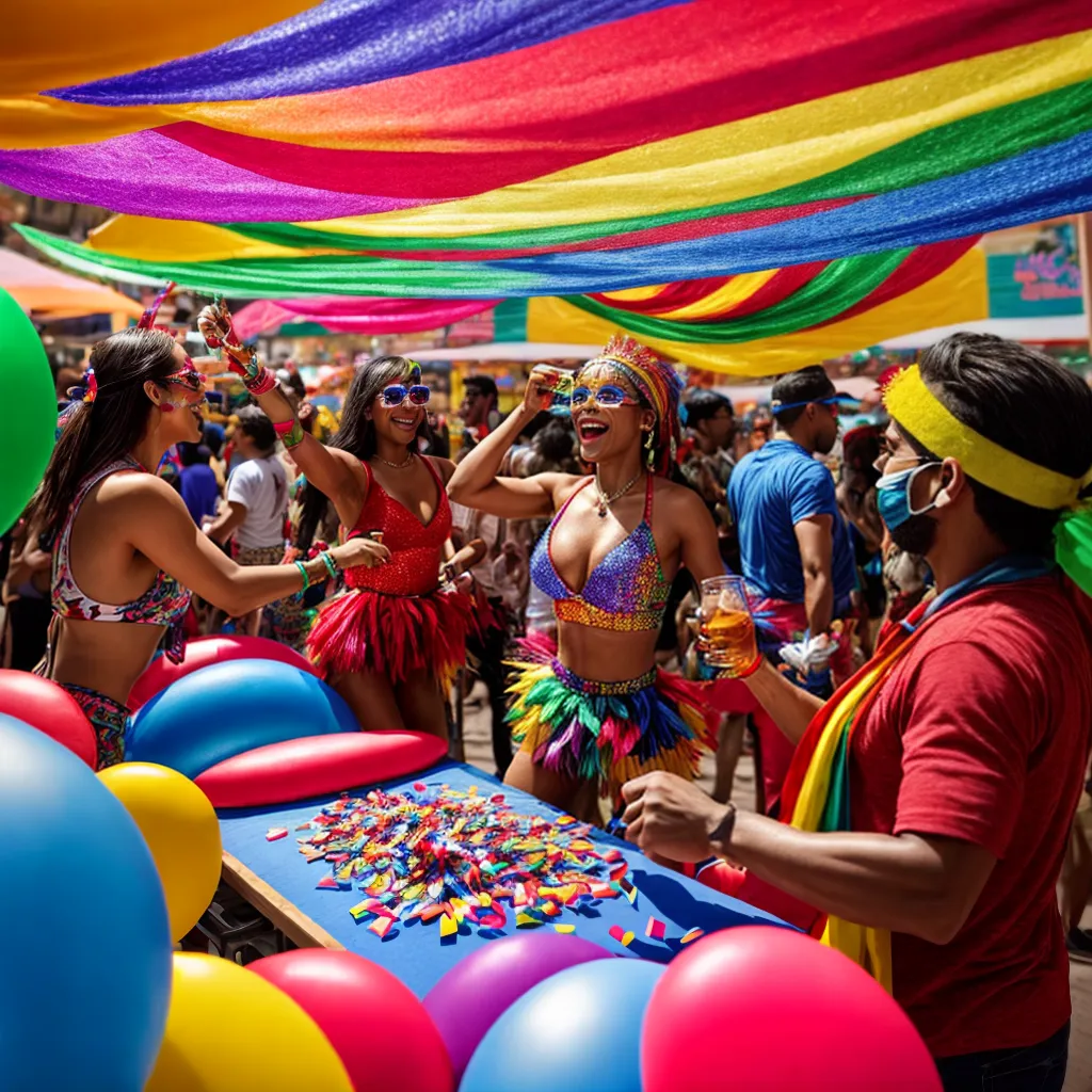 carnaval festa colorida streamers mascaras