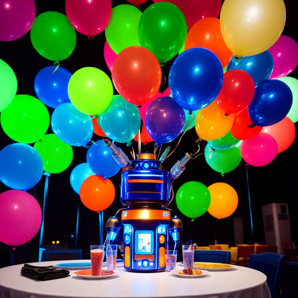 festa robotica decoracao colorida
