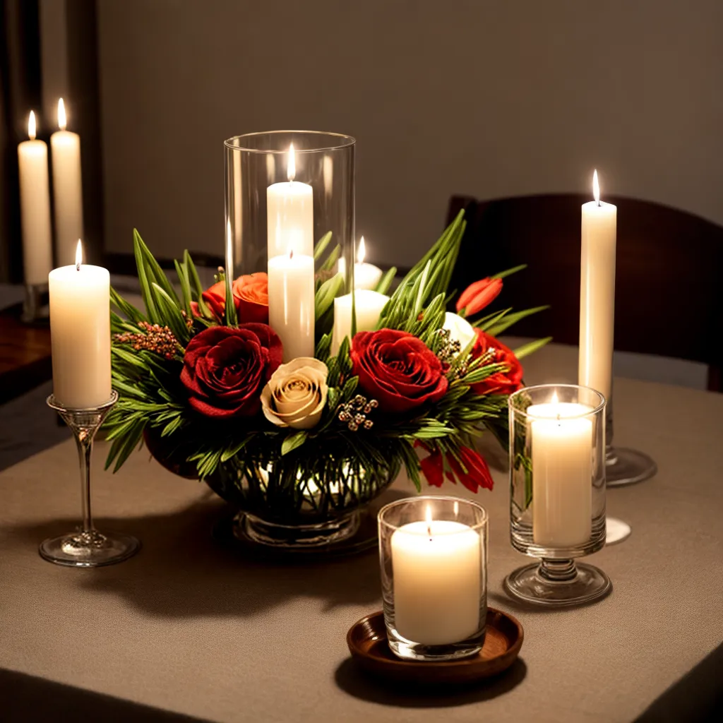 mesa decorada velas vidro ambiente