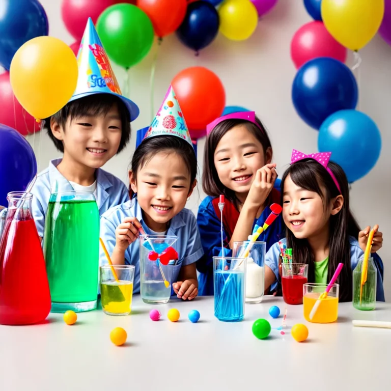 Festa de aniversário com tema de cientistas e laboratório