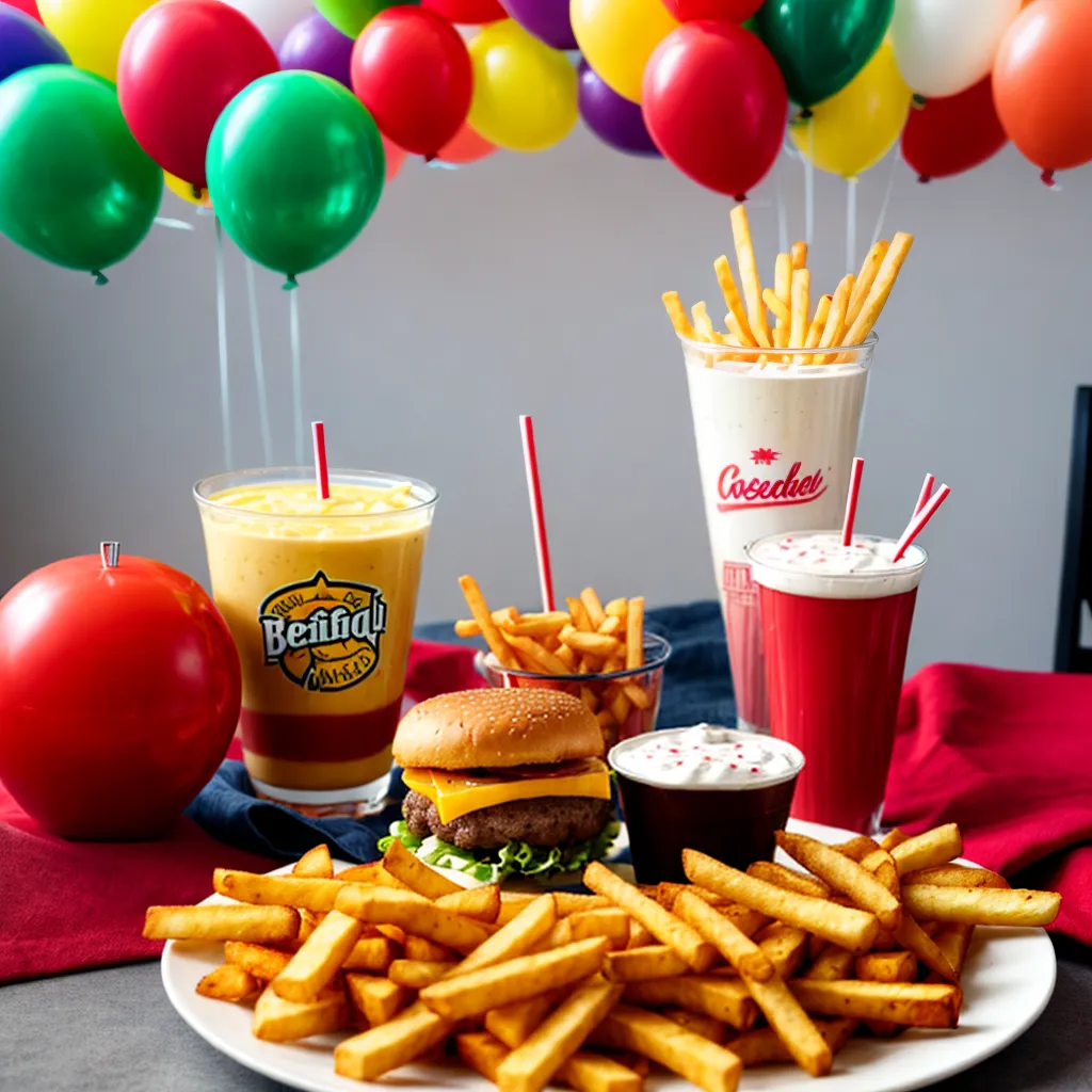 mesa fast food colorida hamburgueres festiva