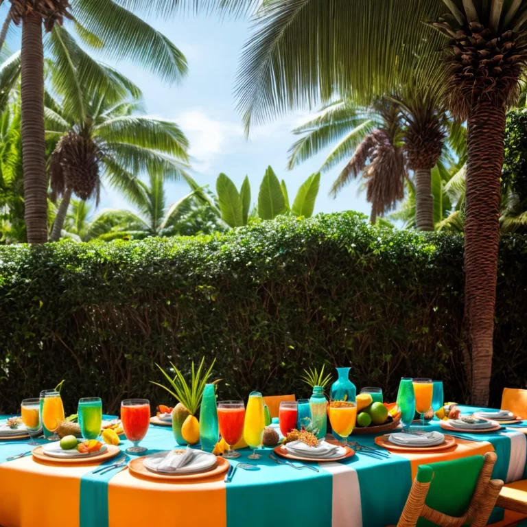 Decoração de festa com tema de ilhas paradisíacas