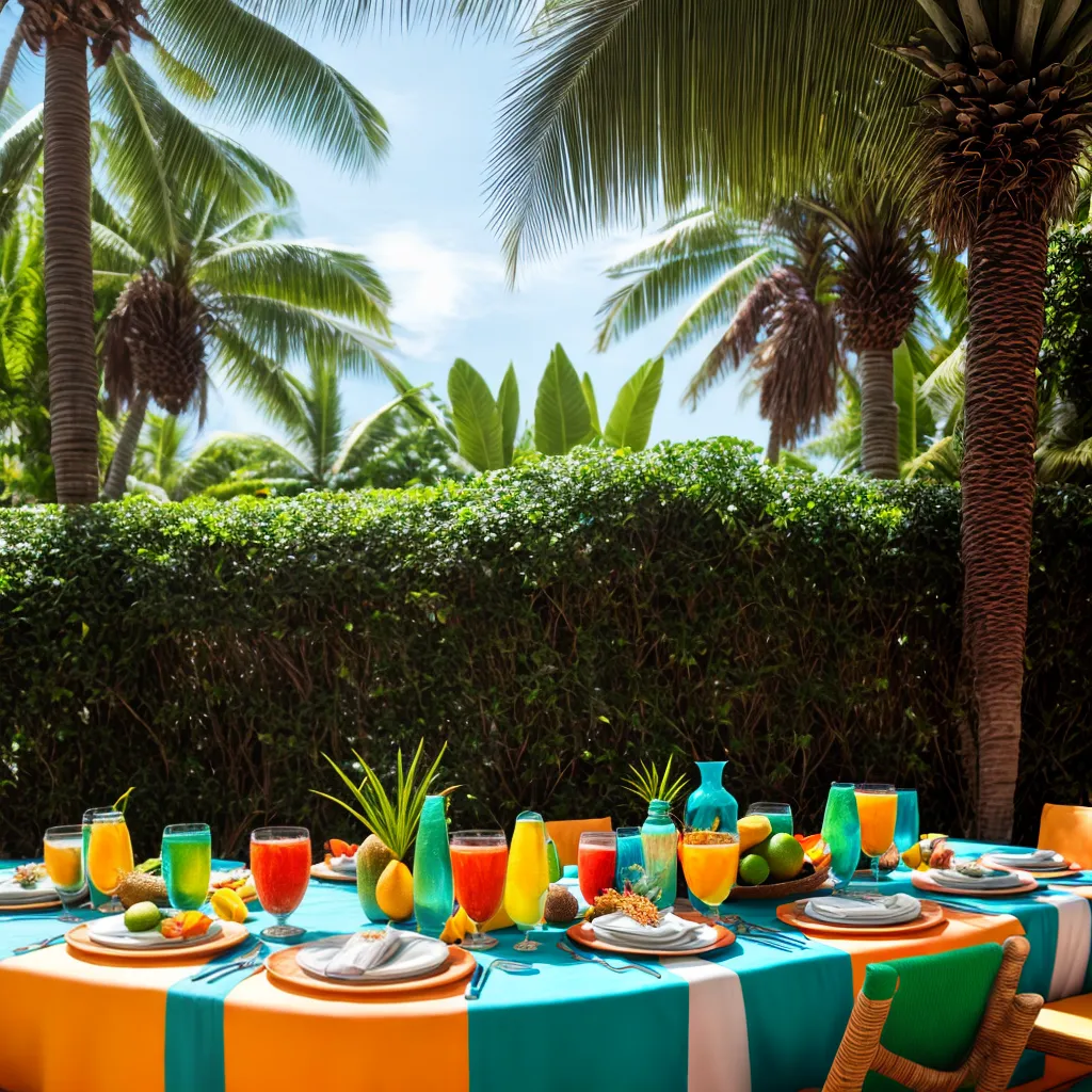 festa tropical mesa frutas banner