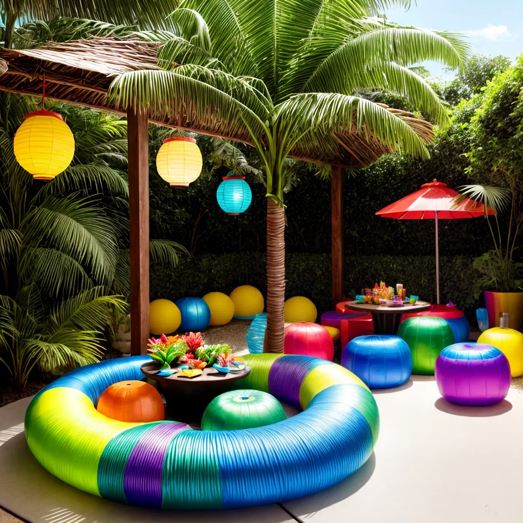 decoracao festa tropical palmeira inflavel