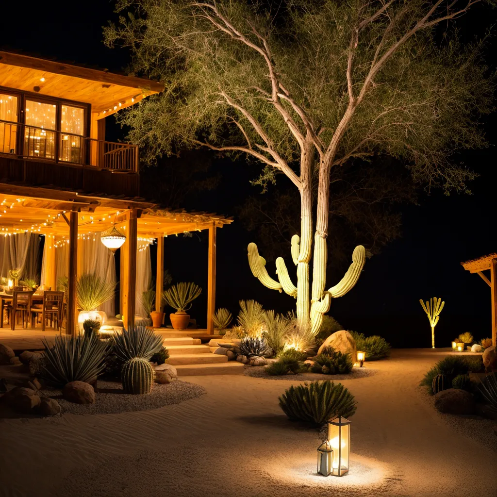 decoracao festa deserto cacto luzes