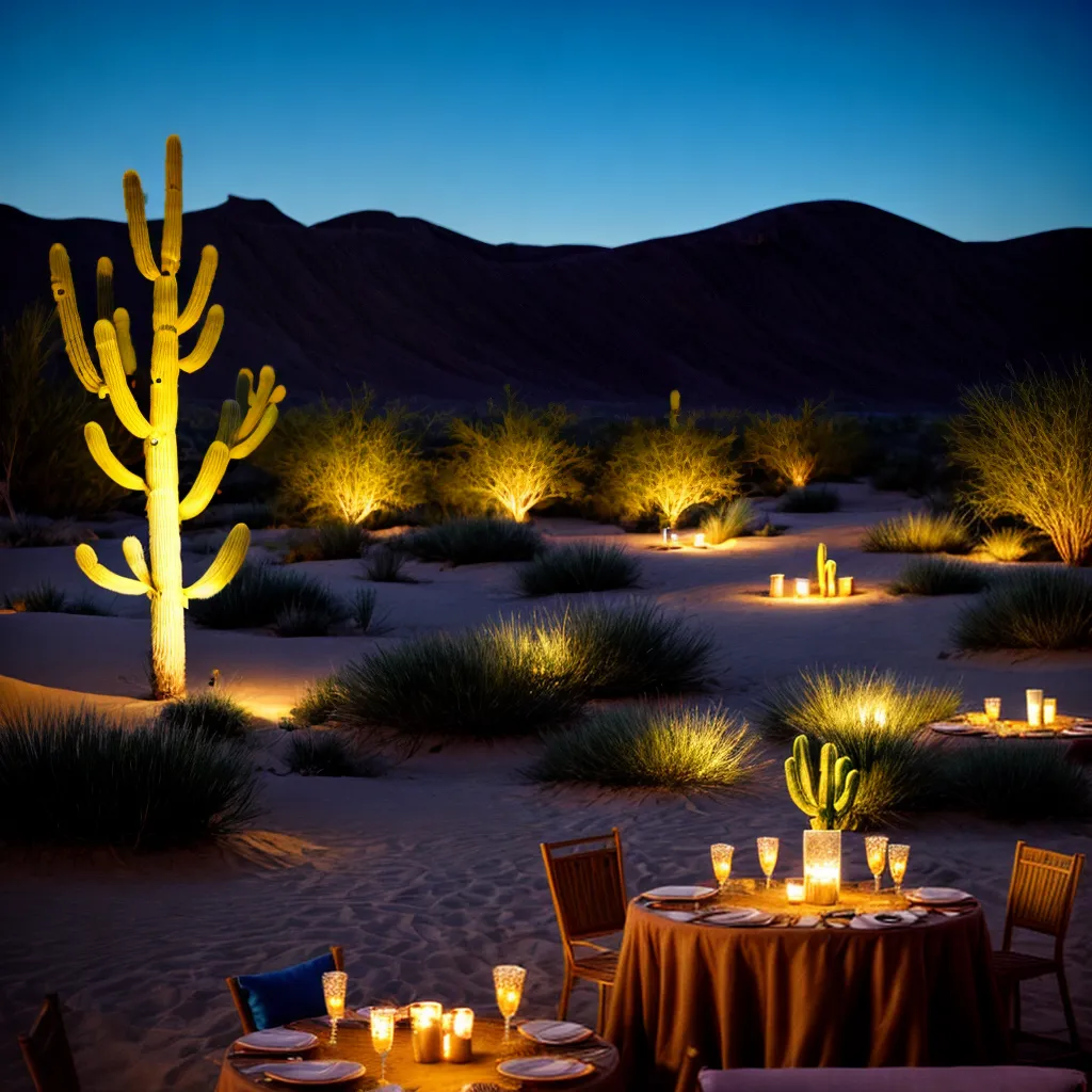 decoracao deserto cactos luzes magica