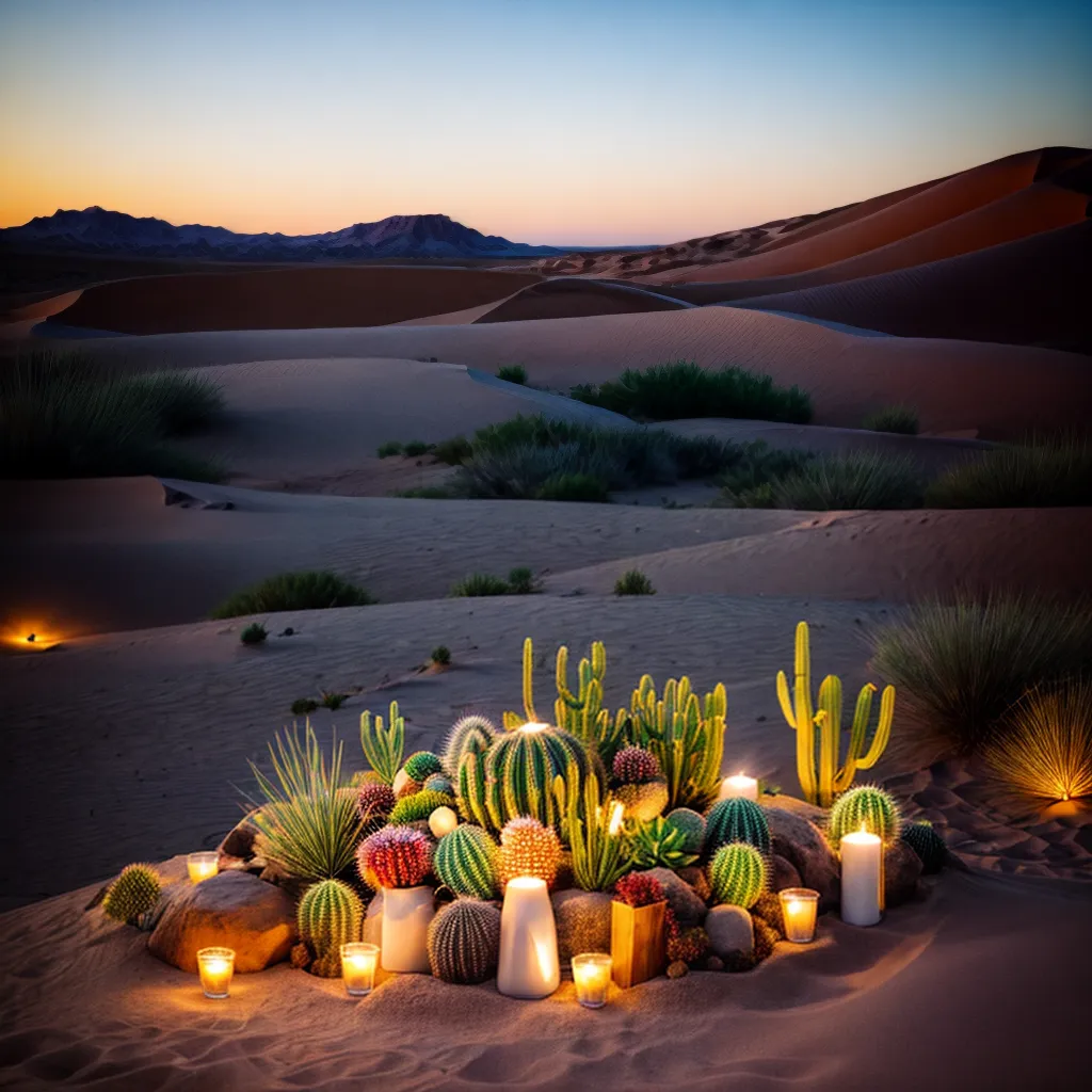 festa deserto cactos suculentas luzes
