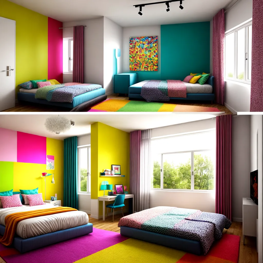quarto vibrante colorido alegre