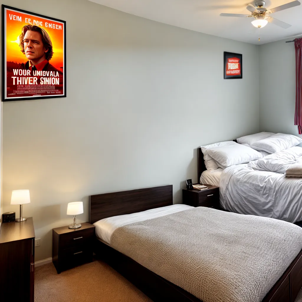 quarto tema cinema posters cama
