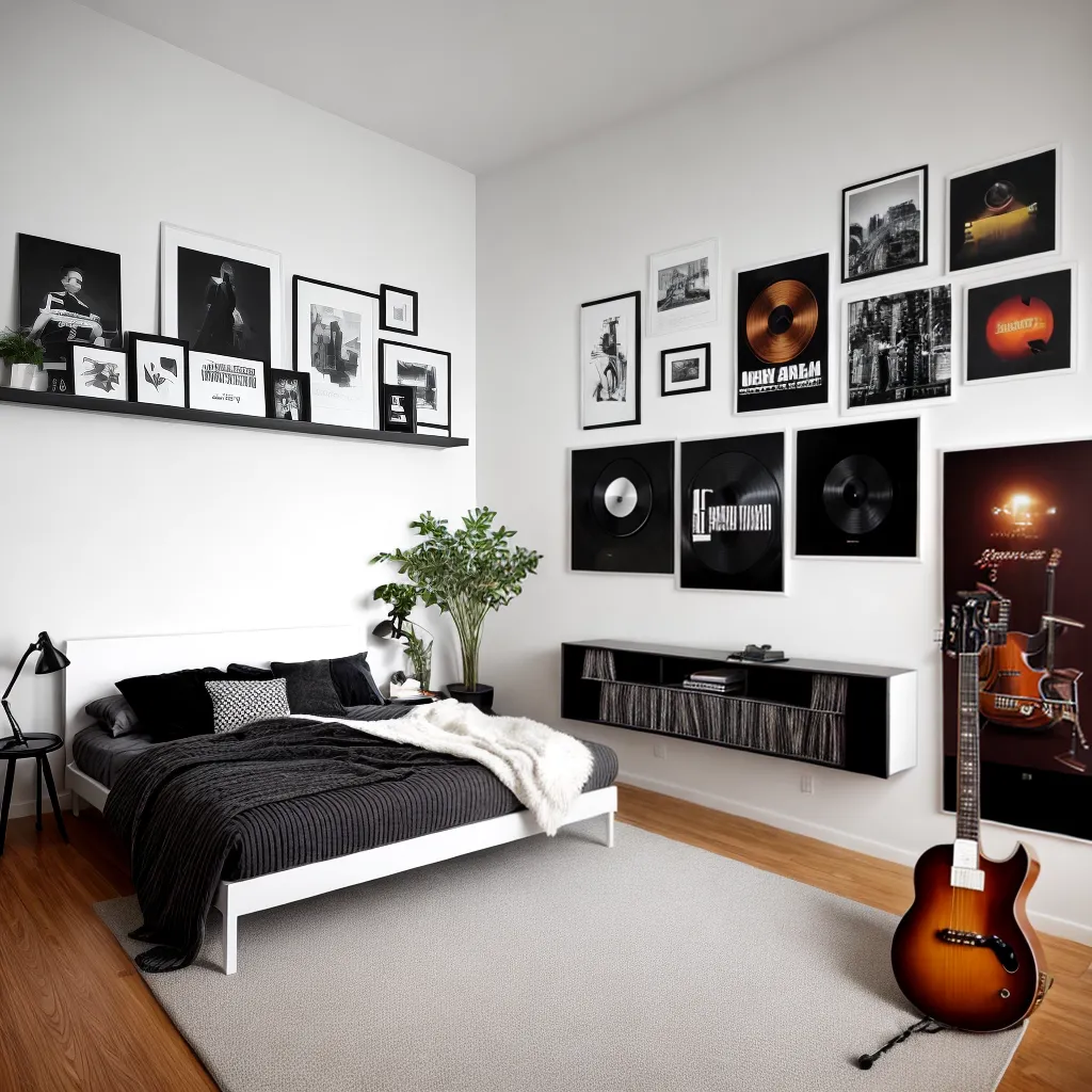 quarto acochoante musical preto branco