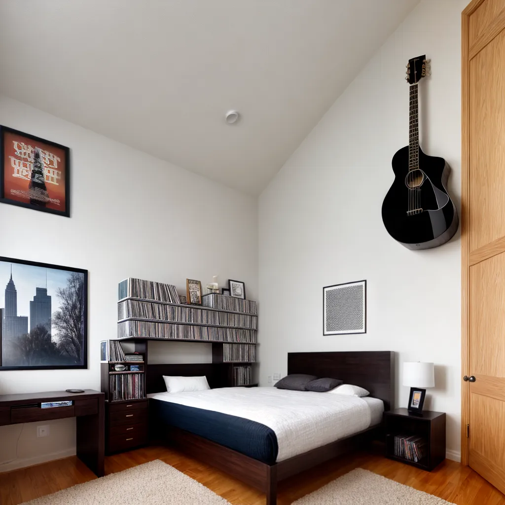 quarto musica vinil posters guitarra
