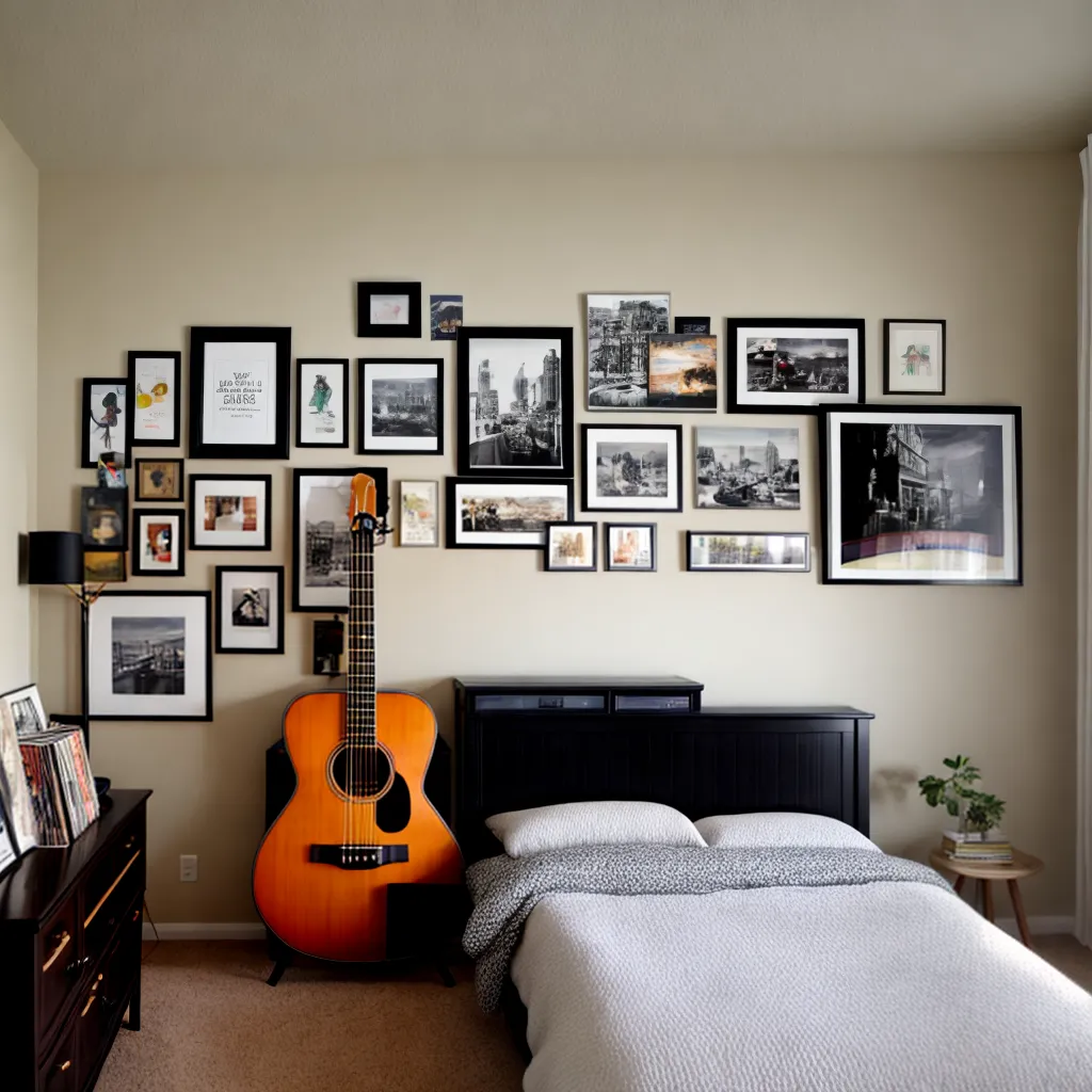 quarto acochoante musica vinil guitarra
