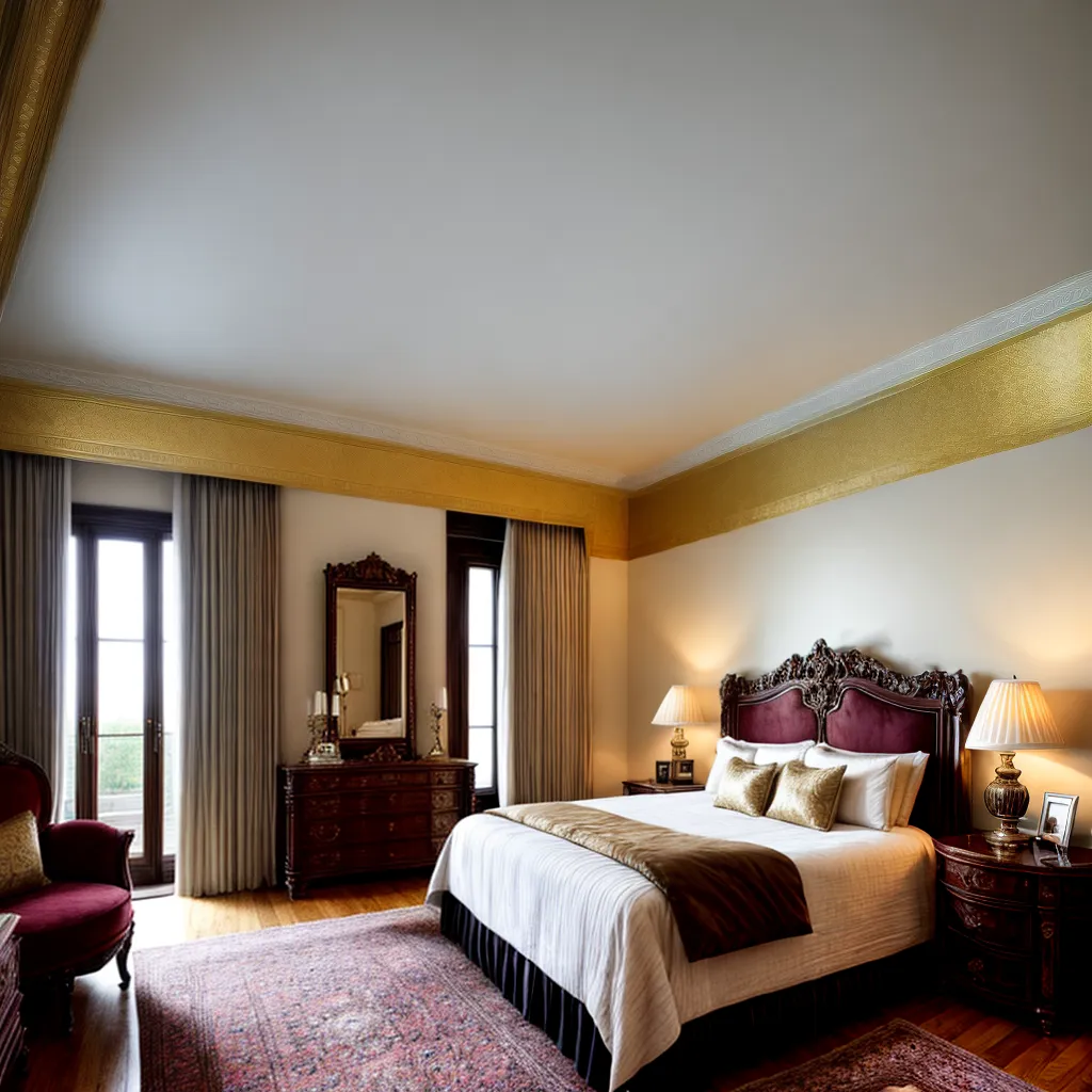 quarto classico luxuoso cama veludo