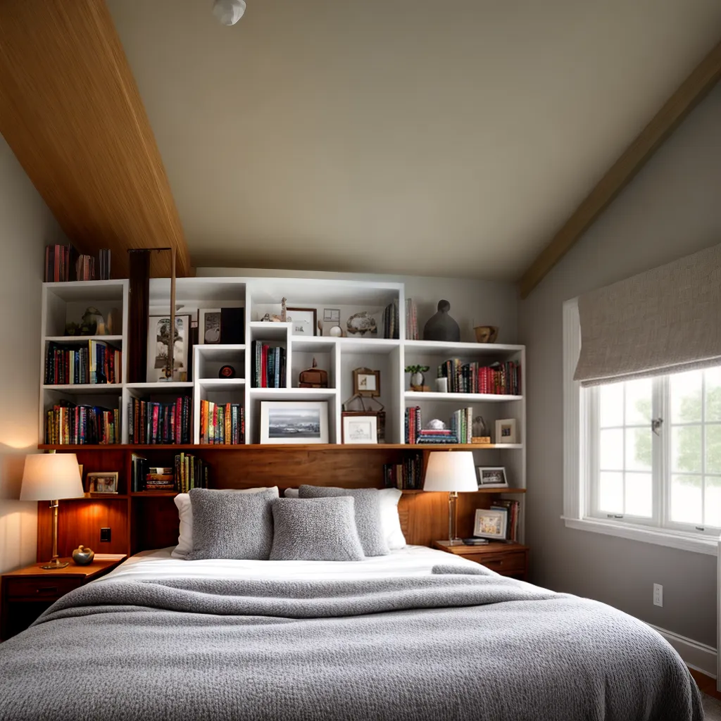 quarto aconchegante estante livros leitura