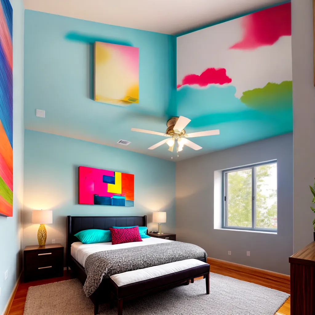 quarto vibrante arte colorido