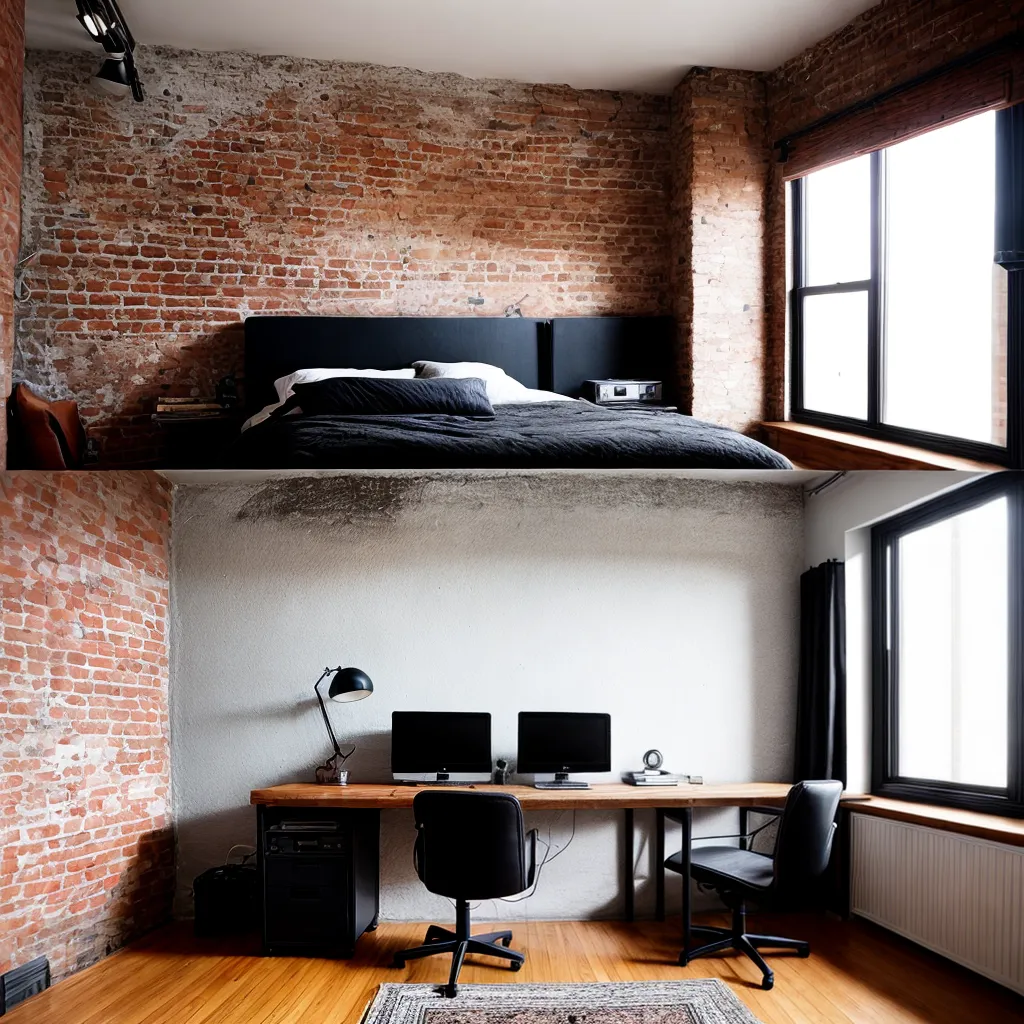 quarto urbano tijolos iluminacao industrial