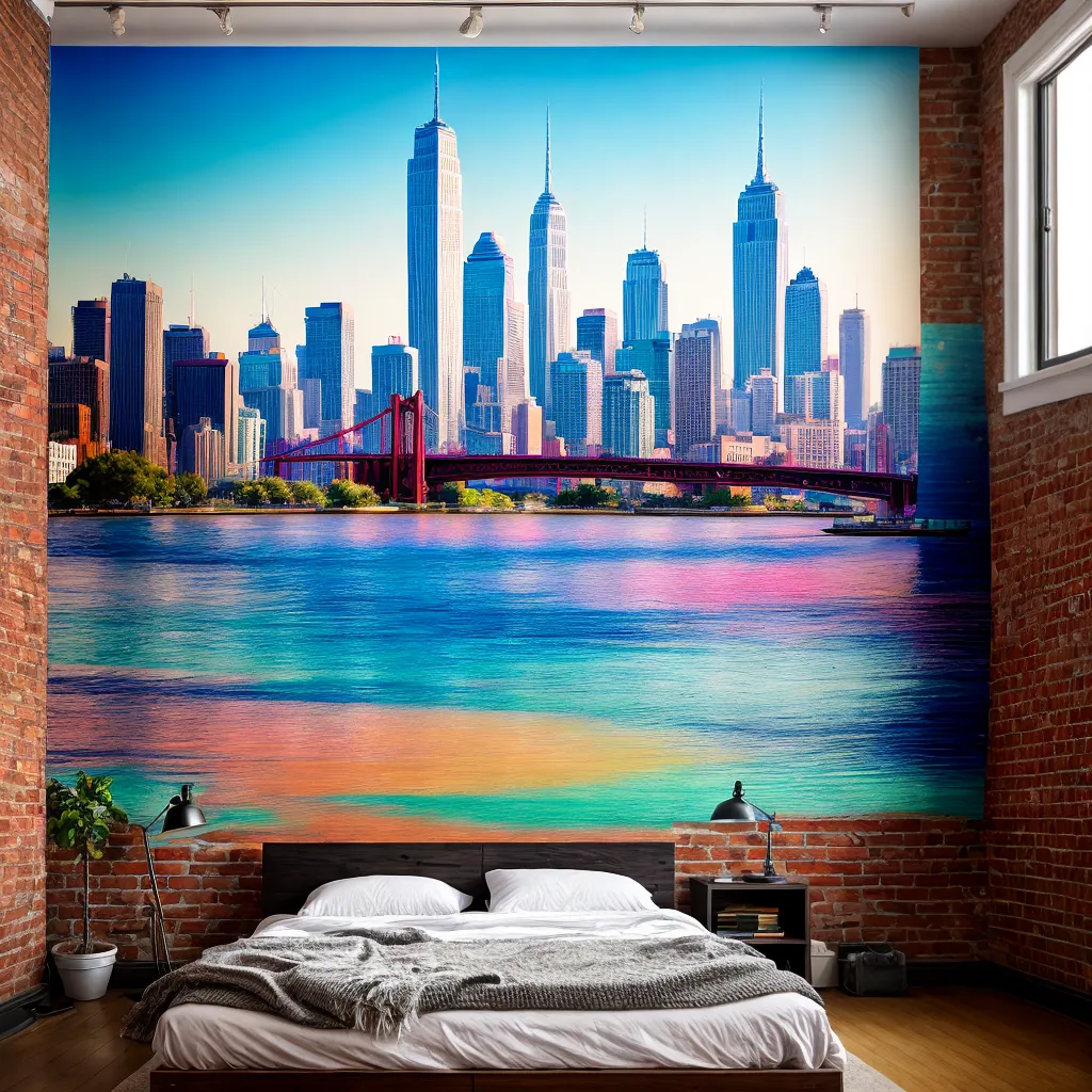 mural cidade tijolos cama graffiti amor