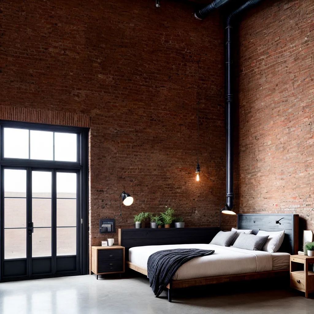 quarto industrial chic tijolos cama metal 1