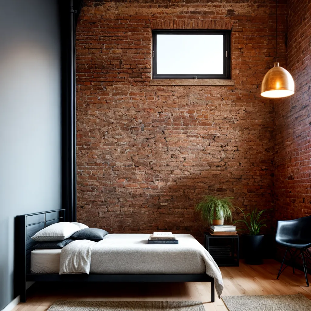 quarto industrial chic tijolos madeira leitura
