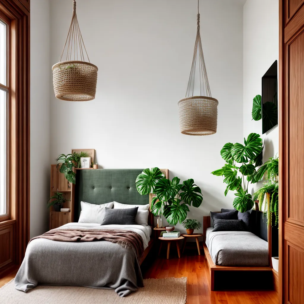 quarto plantas verdes acolhedor