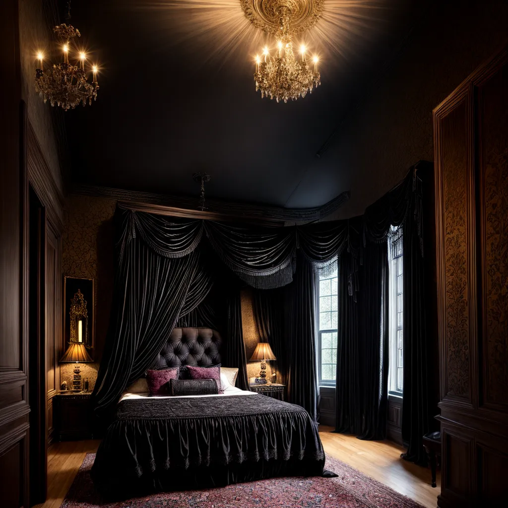 quarto gotico veludo candelabro misterio