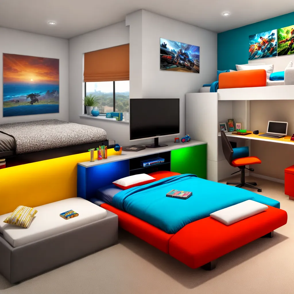 quarto gamer moderno led posters