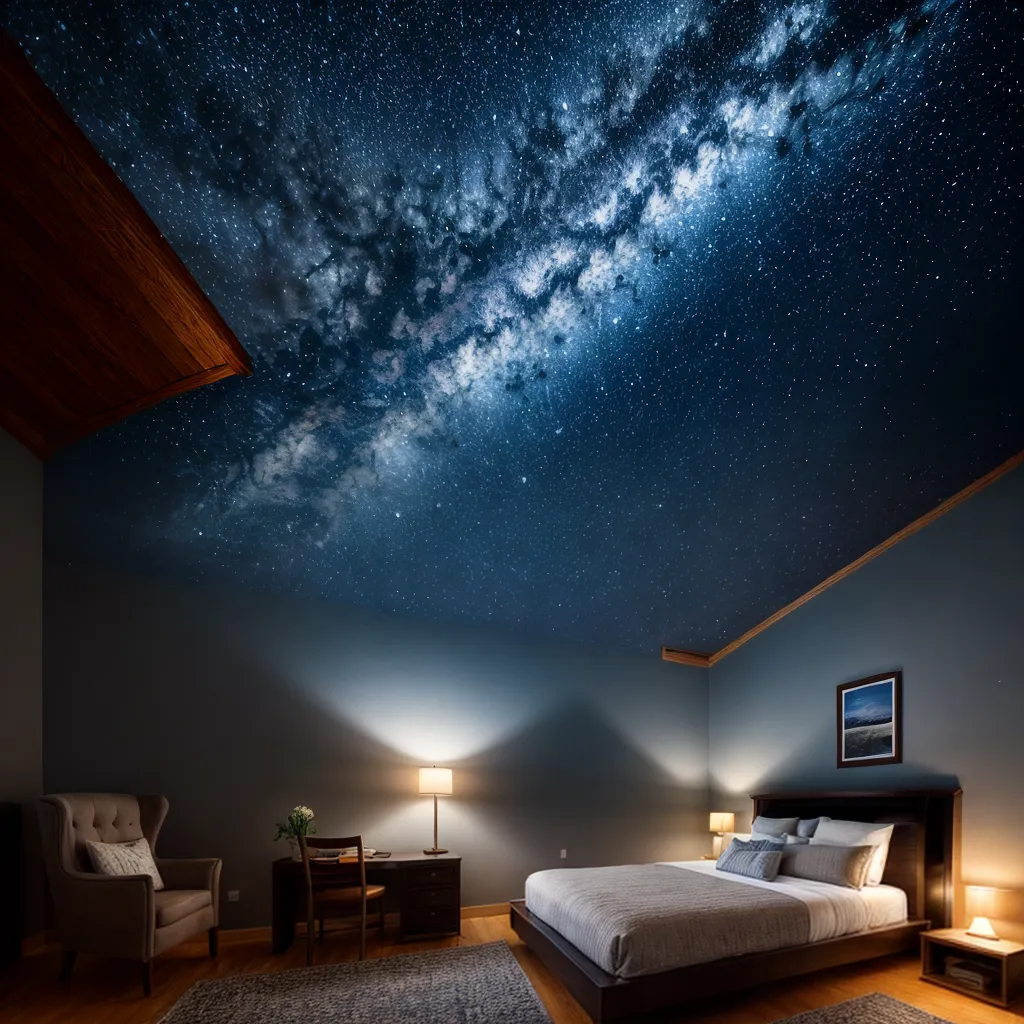 quarto acolhedor celestial estrelas lua