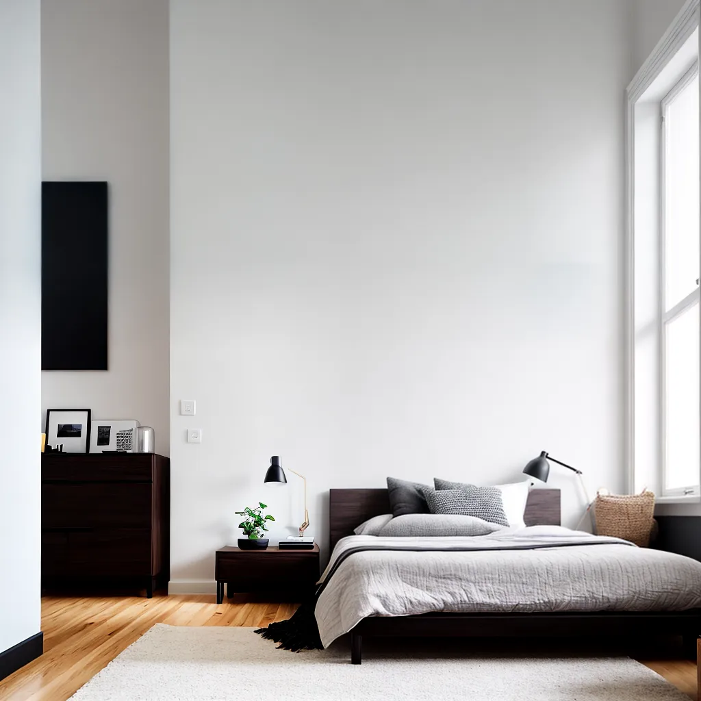 quarto minimalista geometrico escandinavo