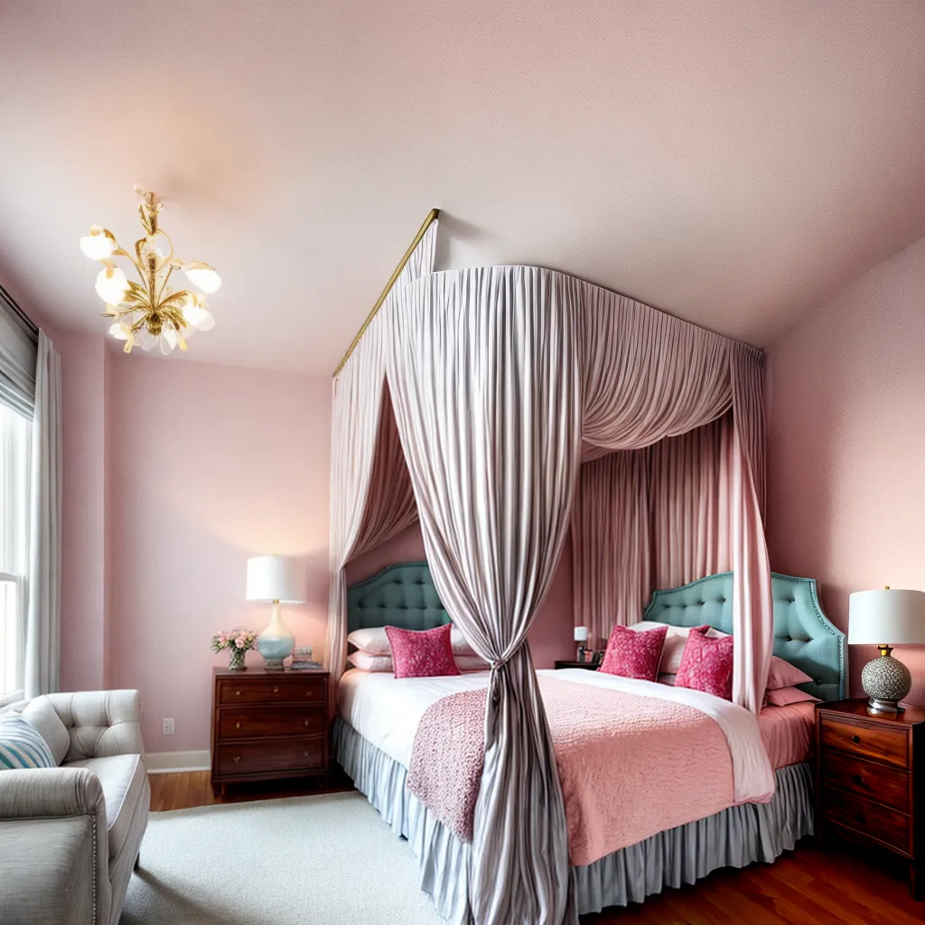 quarto neoromantico cama canopy