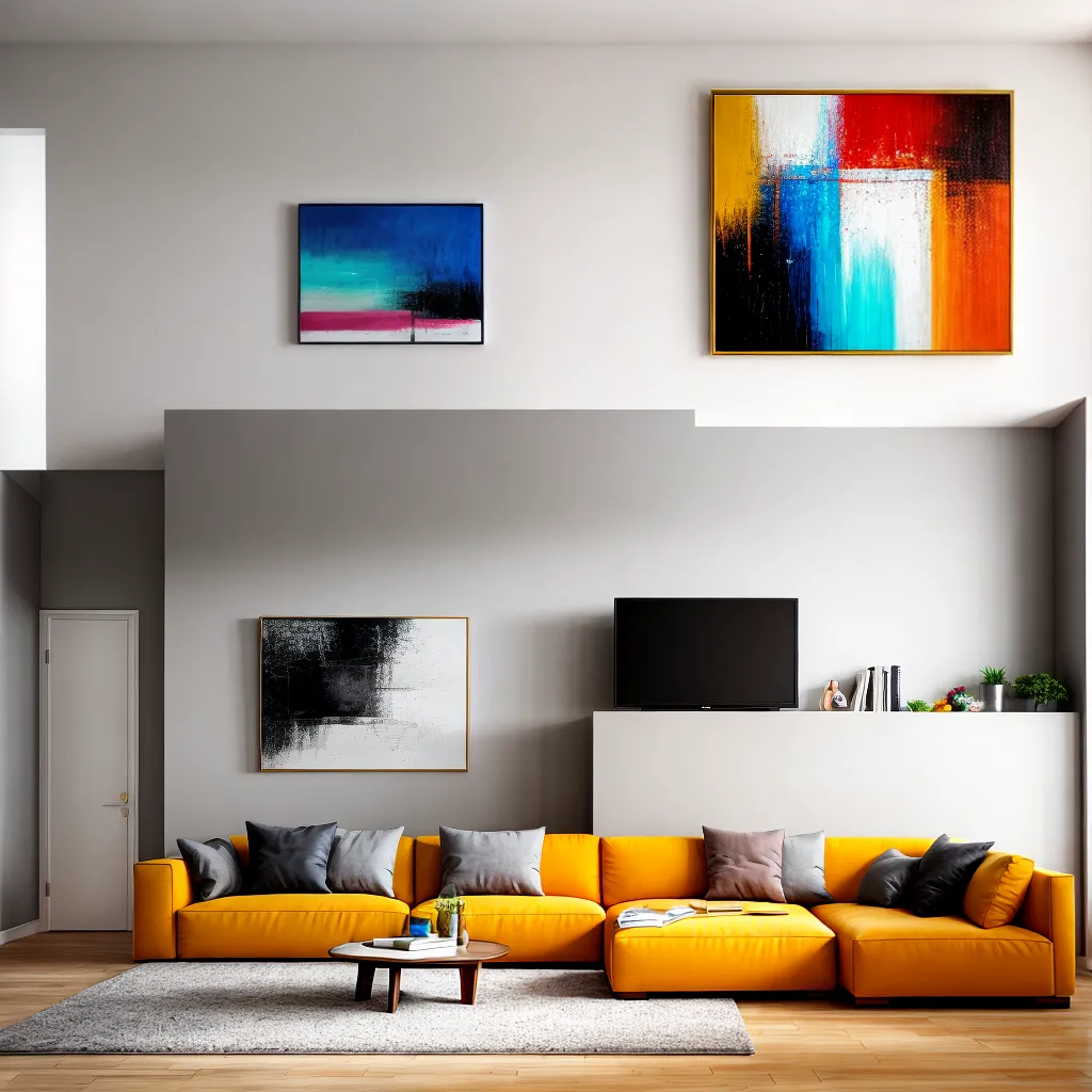 sala estar pintura abstrata estilo