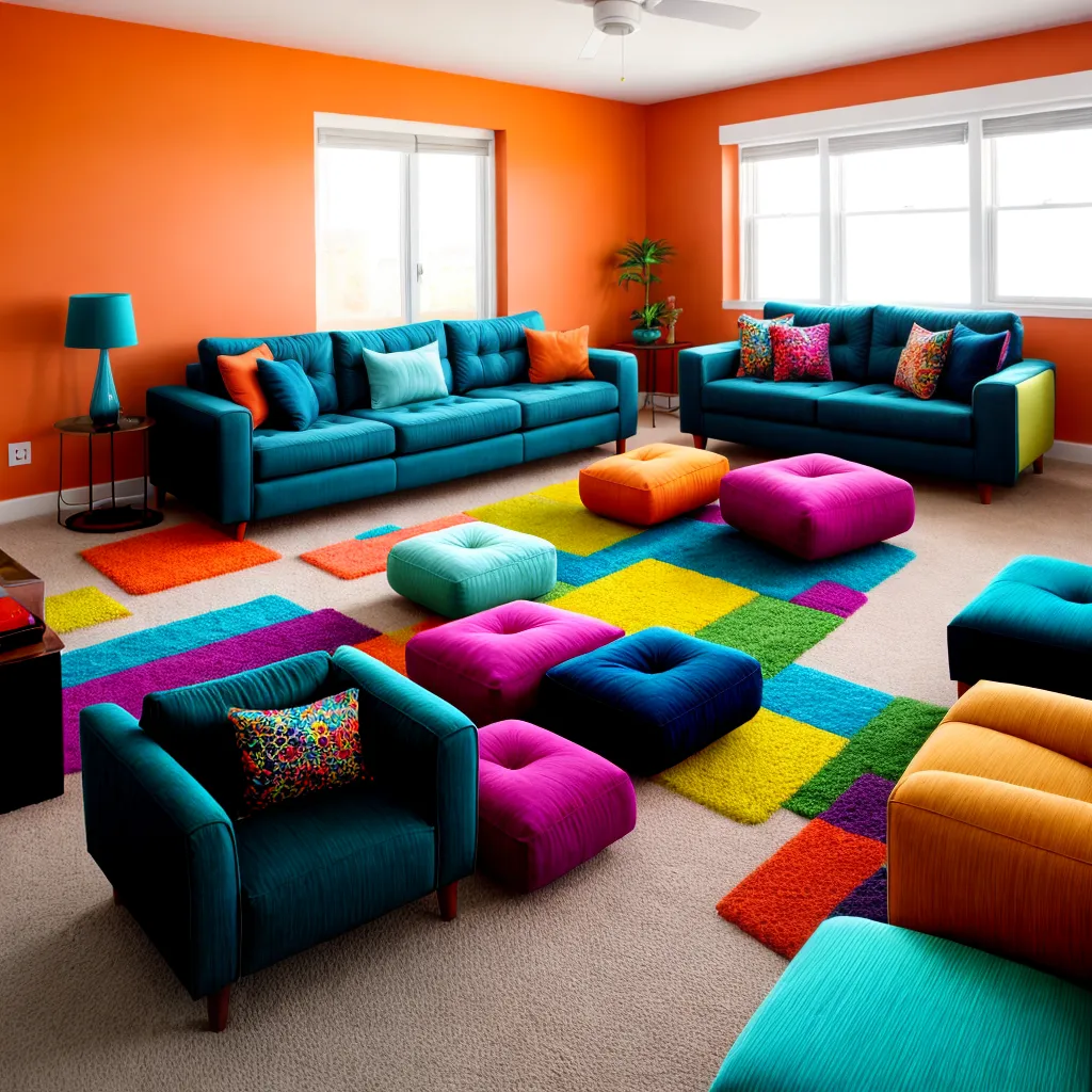 sala vibrante colorida sofa arte