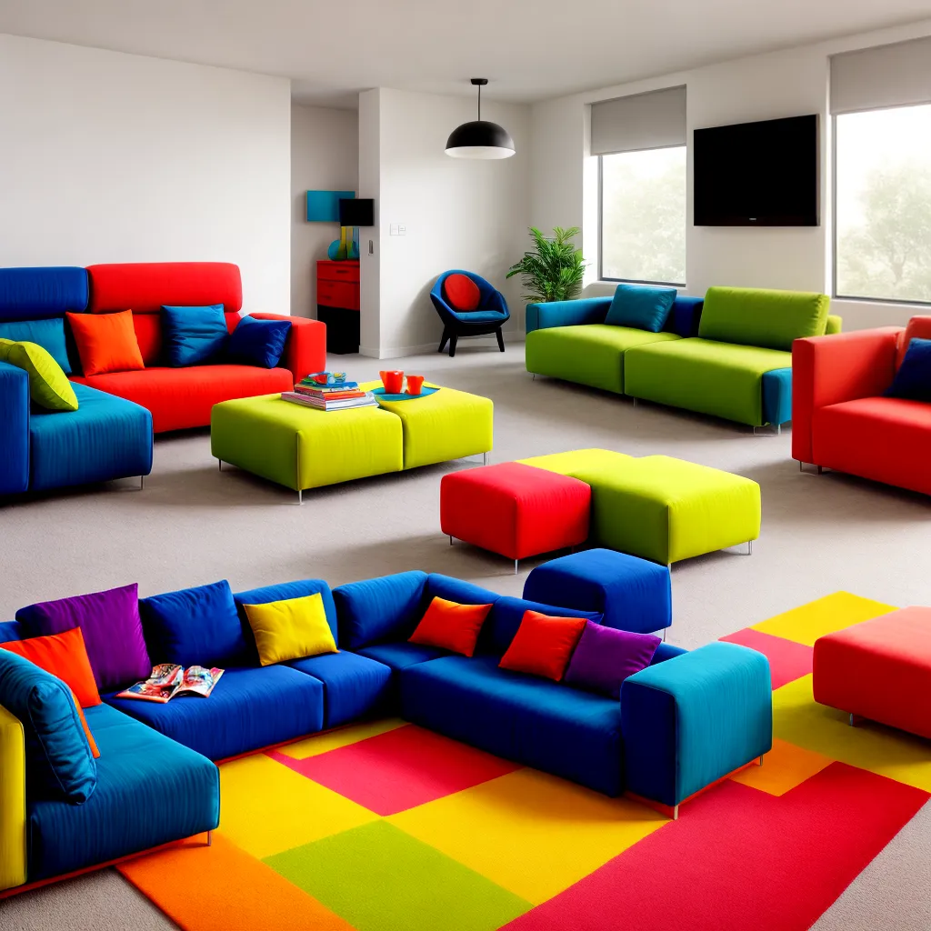 sala colorida parede moveis vibrante