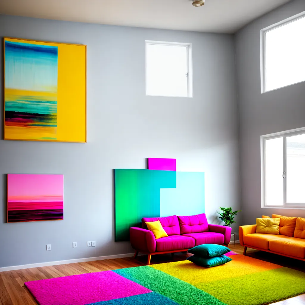 sala vibrante sofa colorido arte