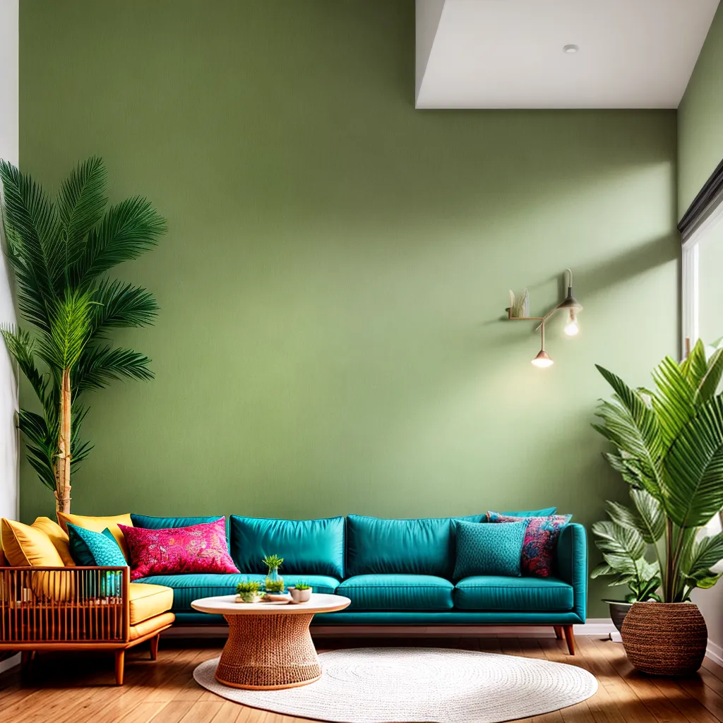 sala tropical papel de parede folhas palmeira
