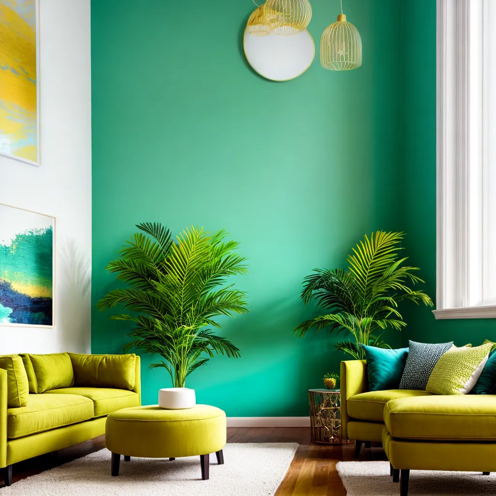 sala tropical jardim interno vibrante