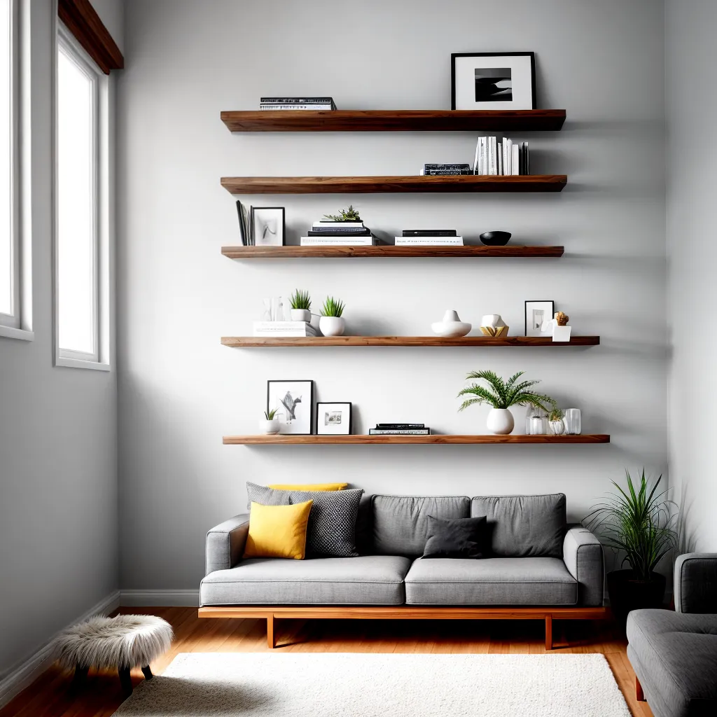 sala estar moderna prateleiras decorativas