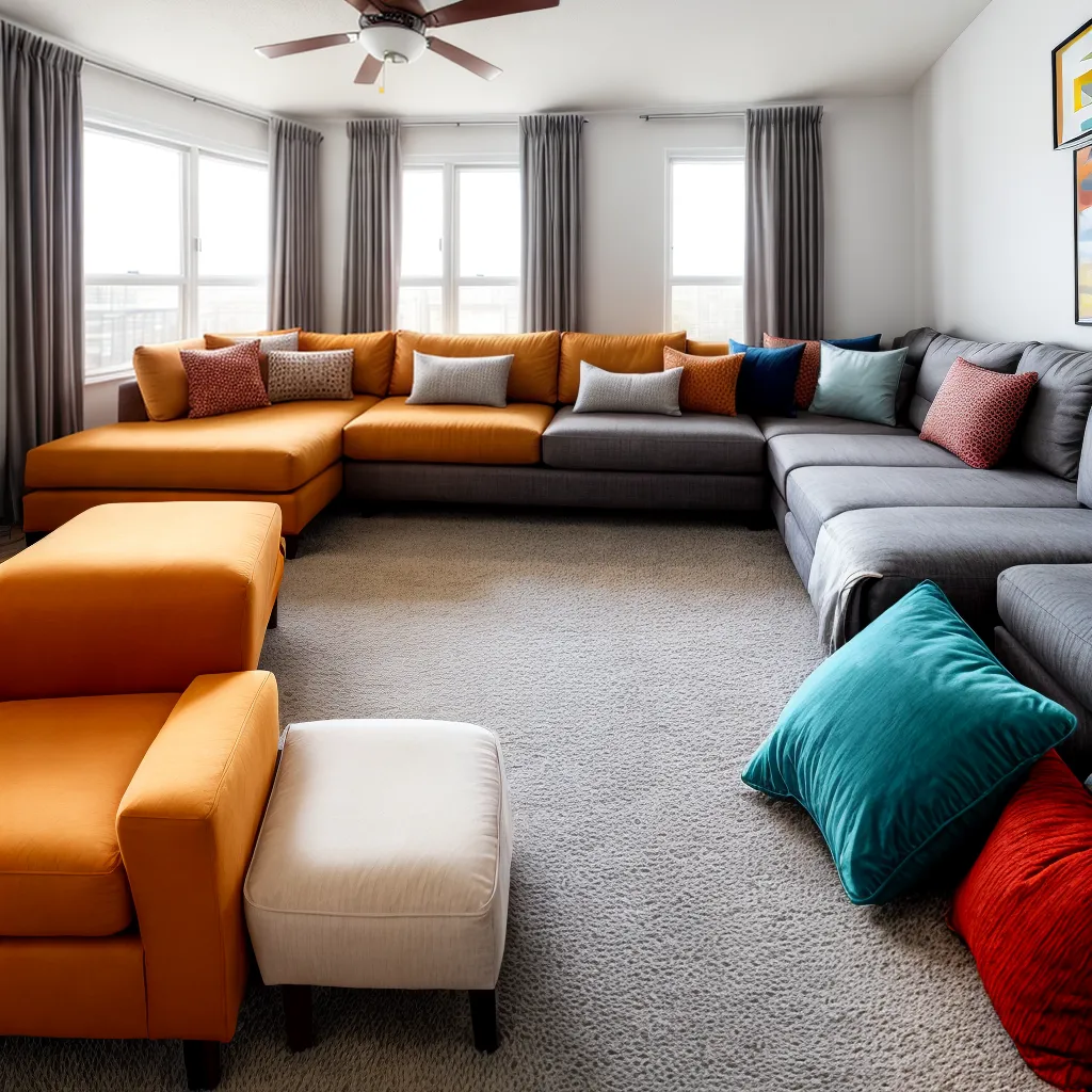 sala estar sofa almofadas coloridas