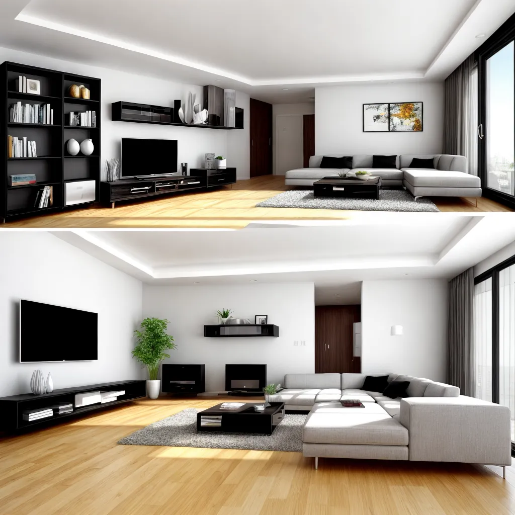 sala estar moderna divisores madeira