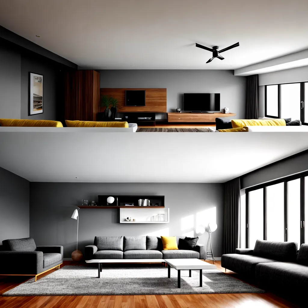 sala estar moderna divisores madeira vidro