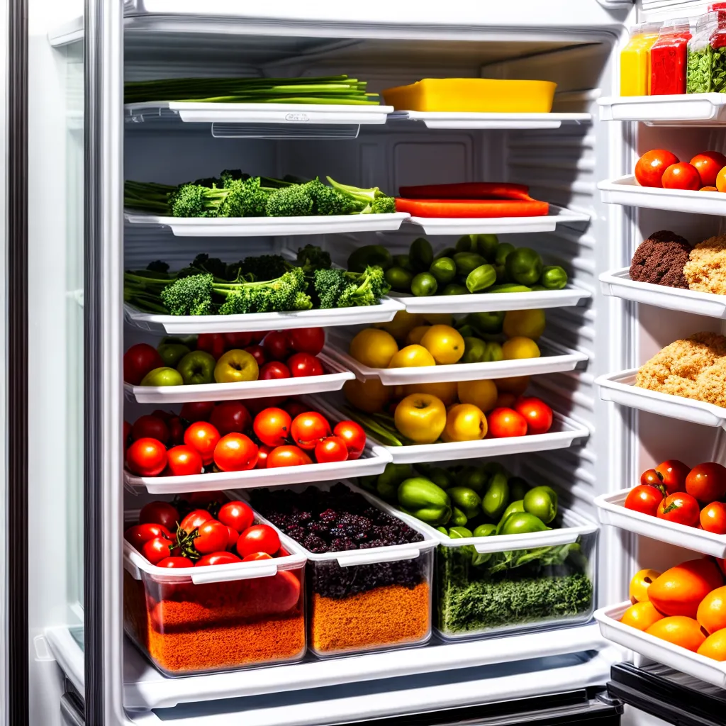 geladeira organizada frutas legumes congelados