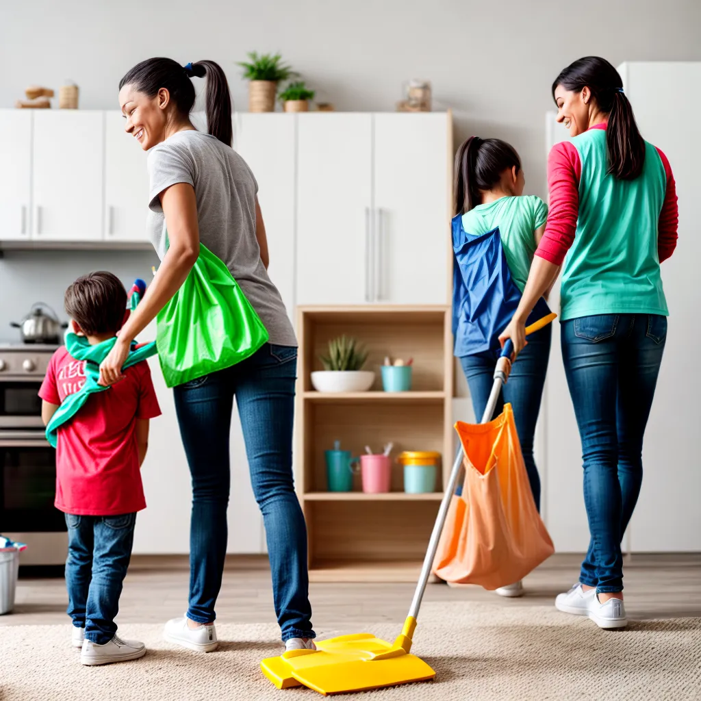 familia limpeza alegria trabalho em equipe