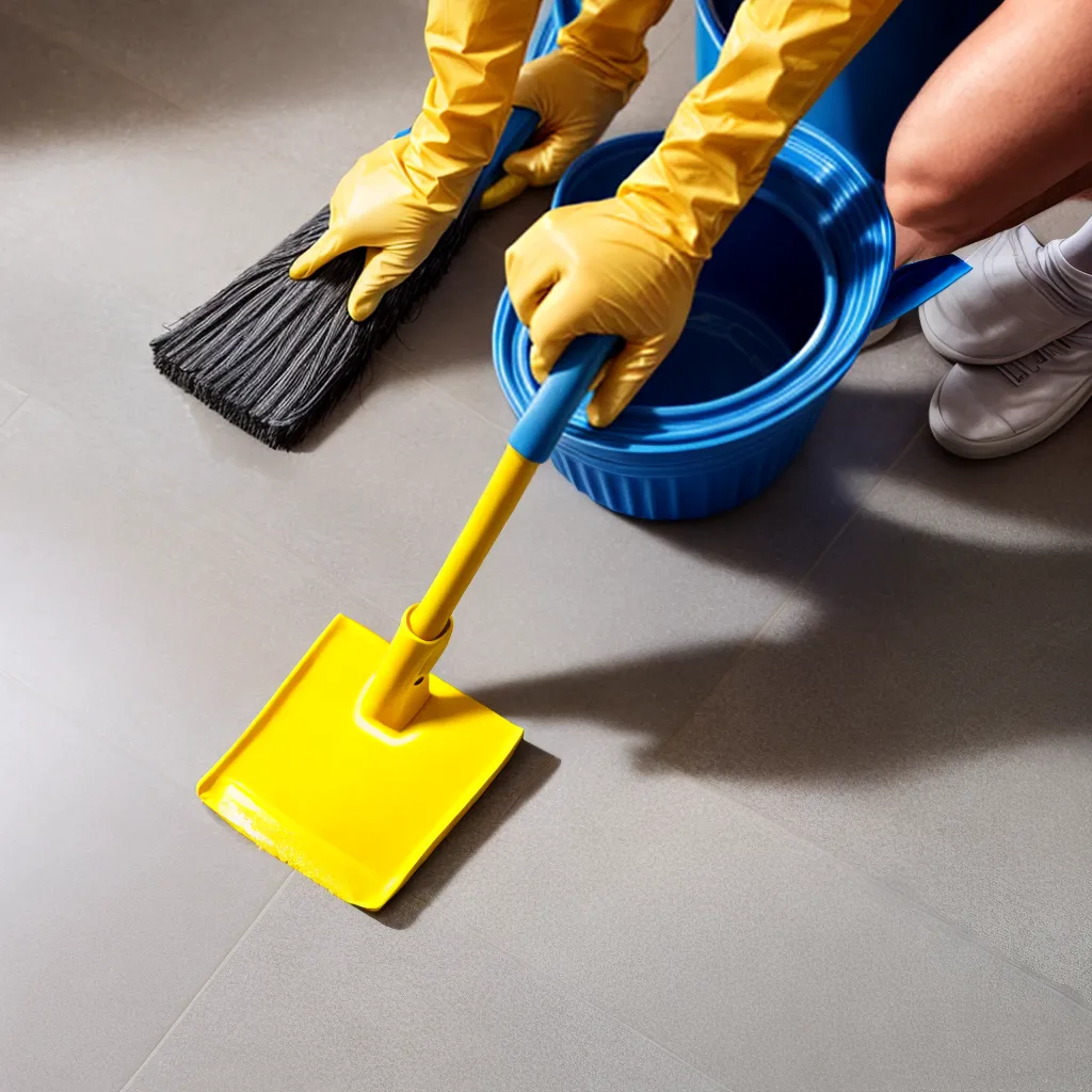 limpeza piso ceramico luvas amarelas