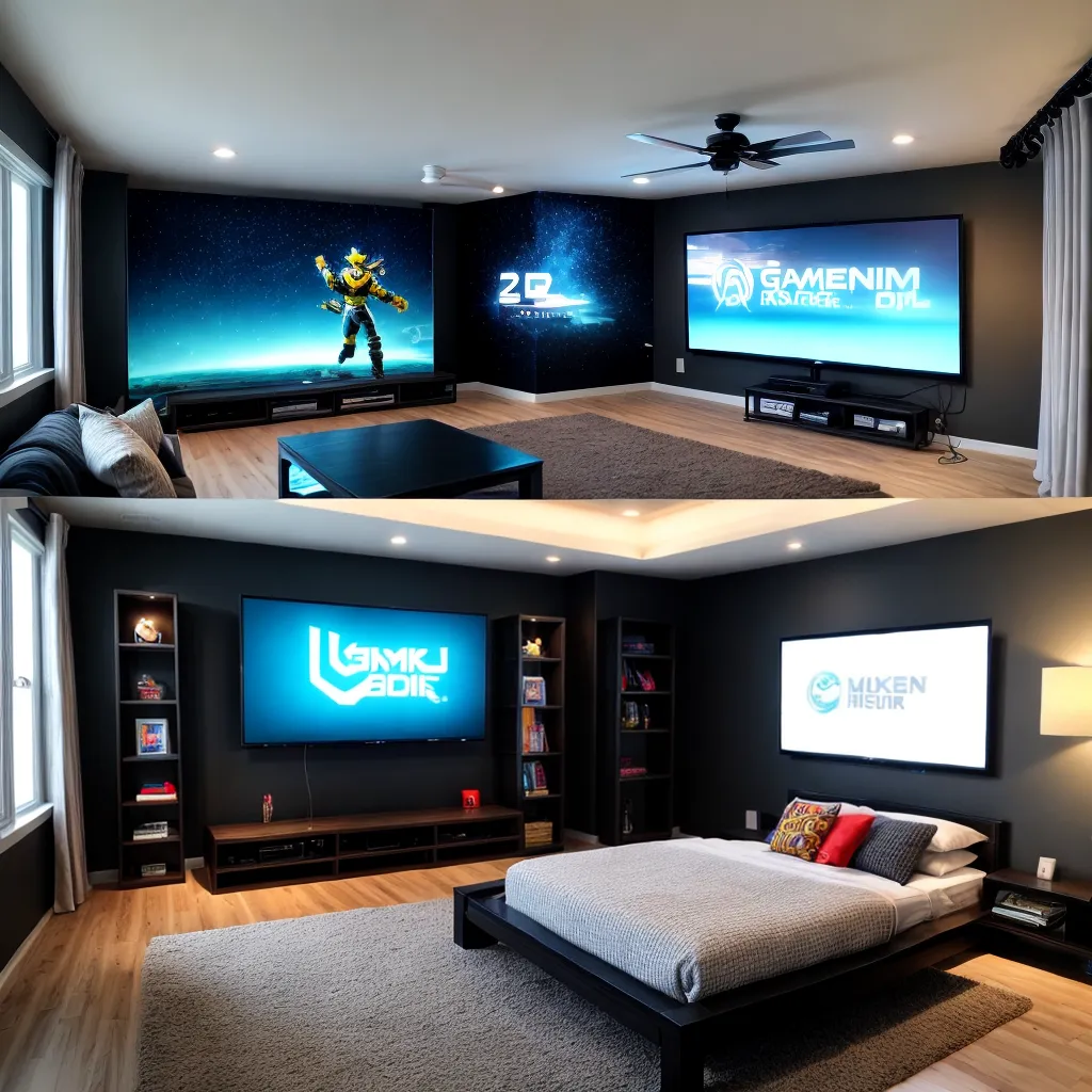 quarto gamer mural led colecoes