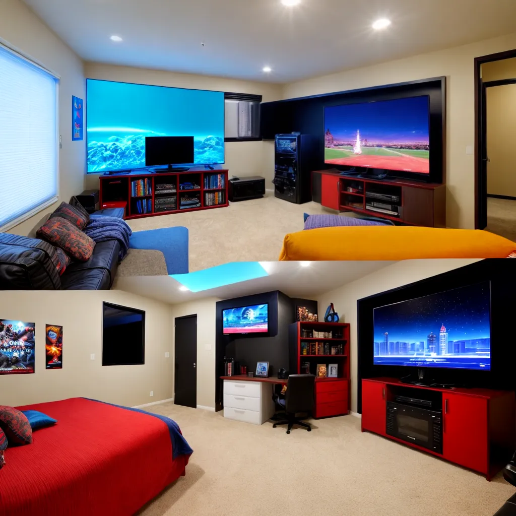 quarto gamer moderno led video game