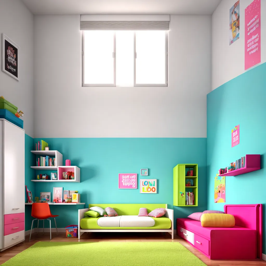 quarto infantil colorido organizado