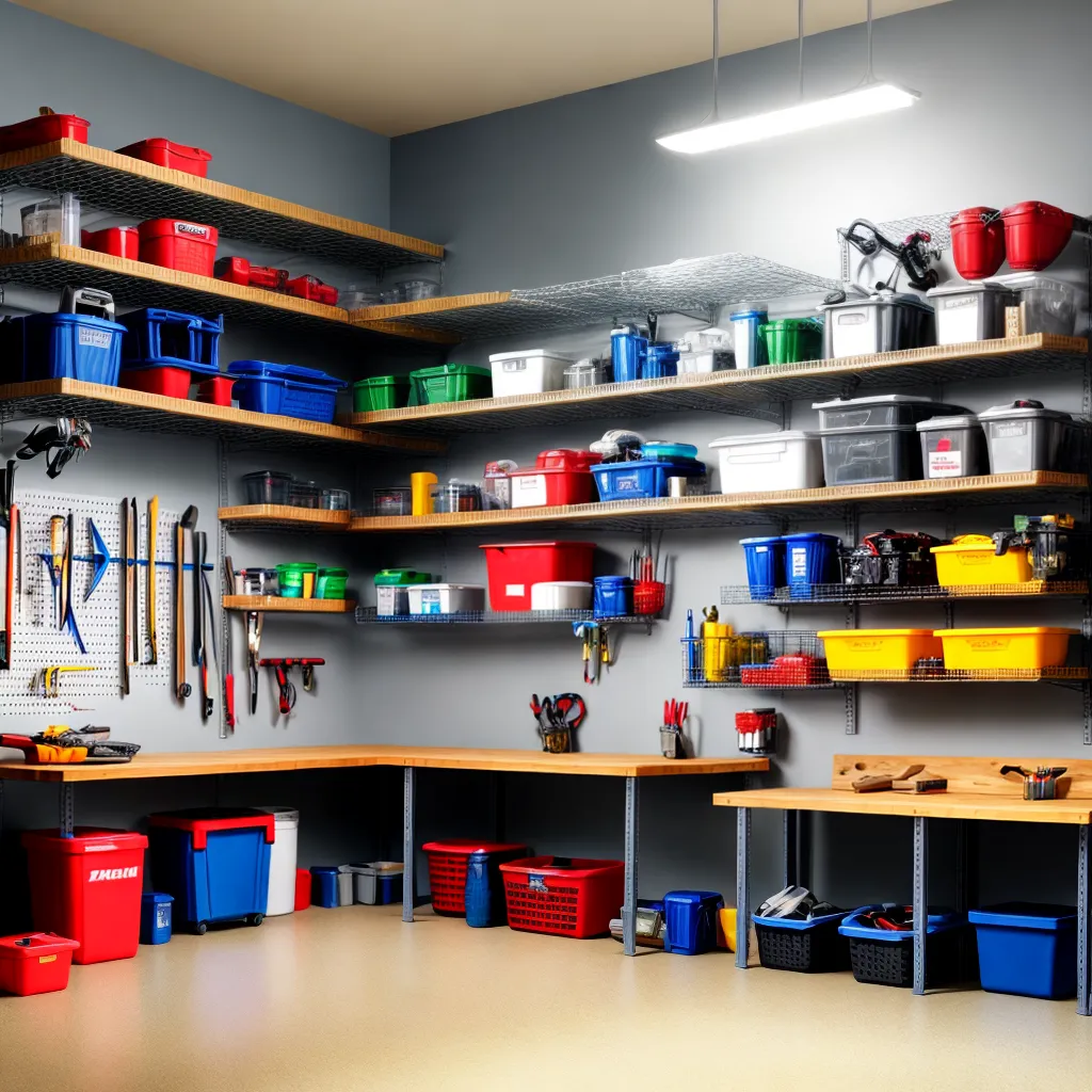 garagem organizada prateleiras ferramentas
