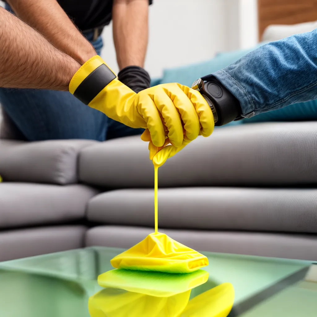 limpeza mesa vidro amarelo