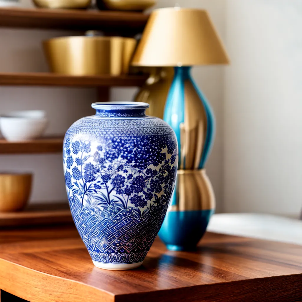 vaso ceramica decorado iluminado estante