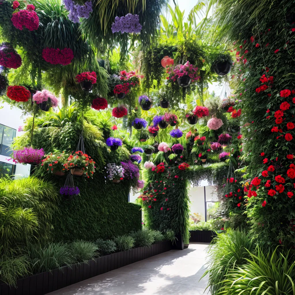 jardim vertical suspenso plantas coloridas